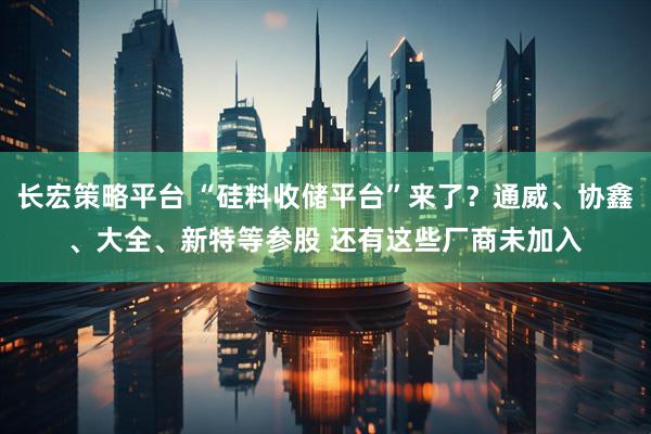长宏策略平台 “硅料收储平台”来了？通威、协鑫、大全、新特等参股 还有这些厂商未加入