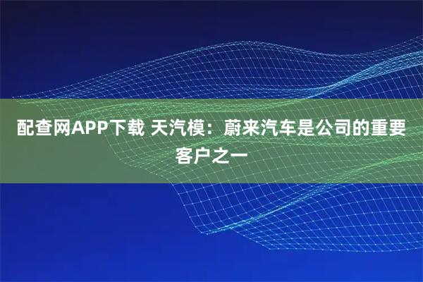 配查网APP下载 天汽模：蔚来汽车是公司的重要客户之一