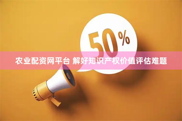 农业配资网平台 解好知识产权价值评估难题